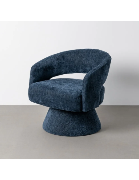 Fauteuil Pivotant Bleu en Tissu – Piètement Conique
