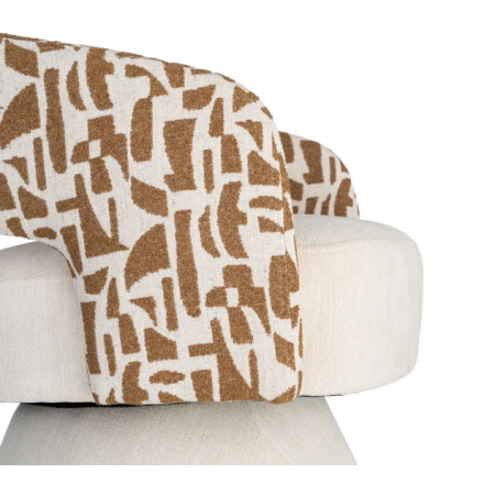 Fauteuil Pivotant Crème et Ocre en...