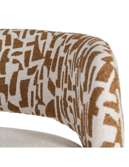 Fauteuil Pivotant Crème et Ocre en Tissu – Piètement Conique