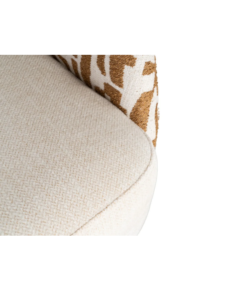 Fauteuil Pivotant Crème et Ocre en Tissu – Piètement Conique