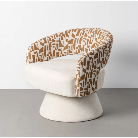 Fauteuil Pivotant Crème et Ocre en...