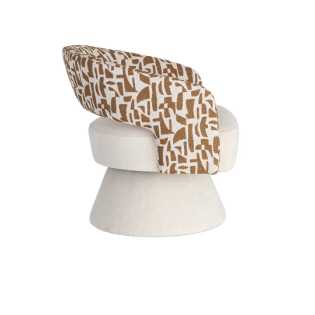 Fauteuil Pivotant Crème et Ocre en...