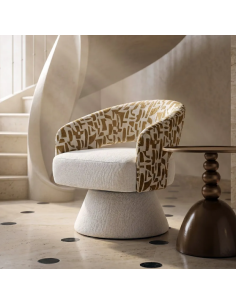 Fauteuil Pivotant Crème et...