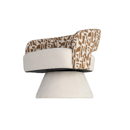 Fauteuil Pivotant Crème et Ocre en...