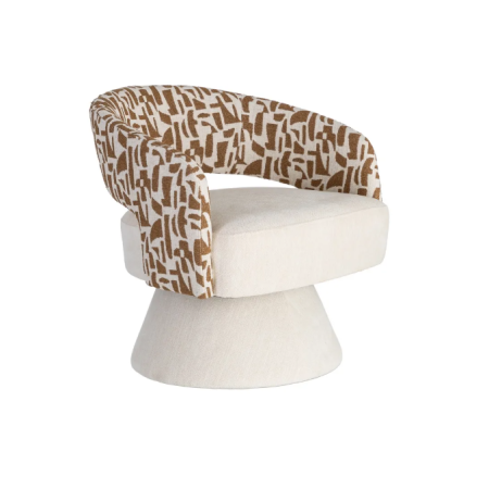 Fauteuil Pivotant Crème et Ocre en...