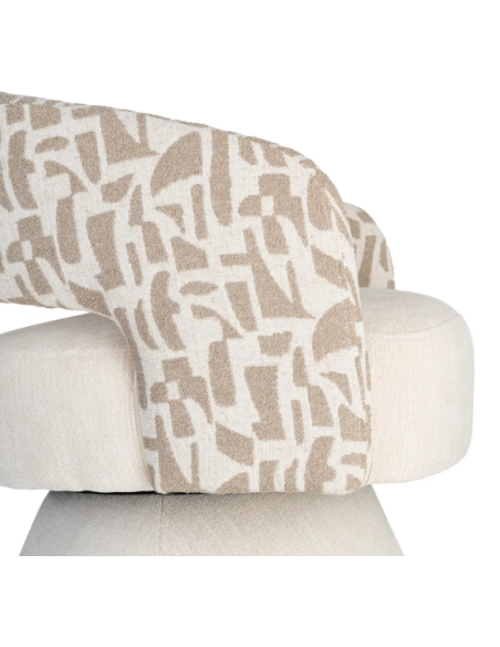 Fauteuil Pivotant Crème et Beige en Tissu – Piètement Conique