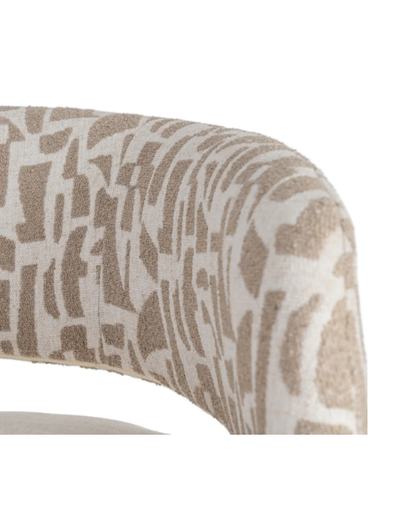 Fauteuil Pivotant Crème et Beige en Tissu – Piètement Conique