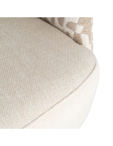 Fauteuil Pivotant Crème et Beige en Tissu – Piètement Conique
