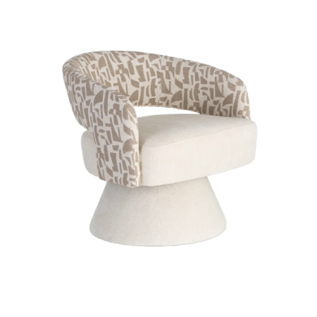 Fauteuil Pivotant Crème et Beige en...