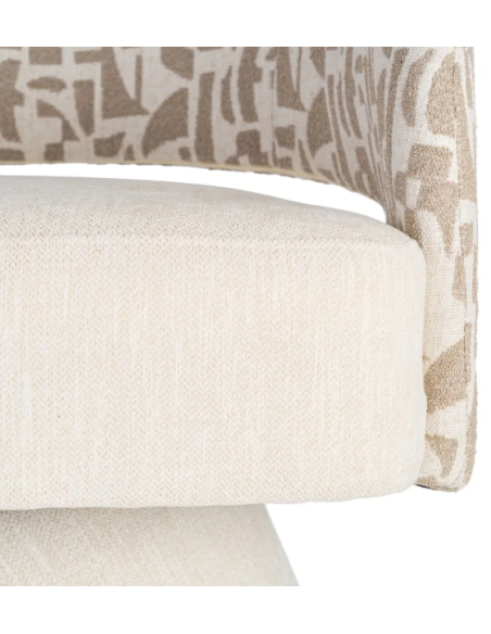 Fauteuil Pivotant Crème et Beige en Tissu – Piètement Conique