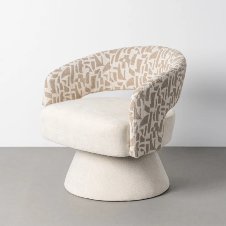 Fauteuil Pivotant Crème et Beige en...