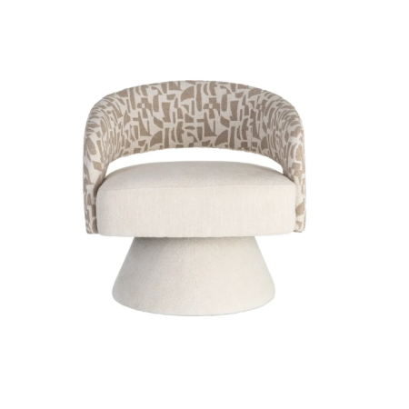 Fauteuil Pivotant Crème et Beige en...