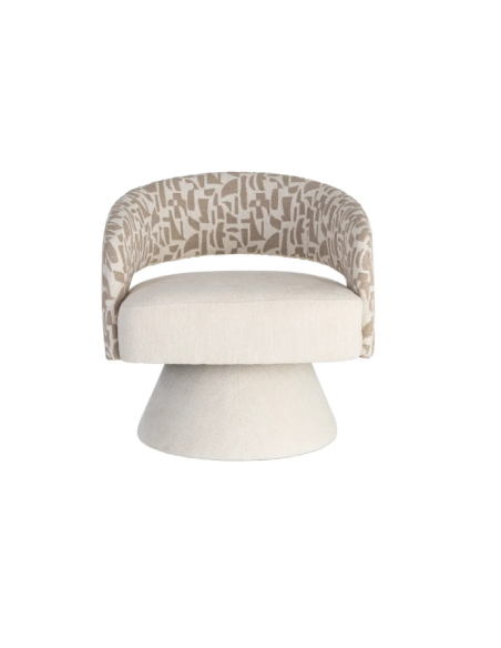 Fauteuil Pivotant Crème et Beige en Tissu – Piètement Conique