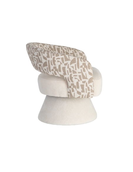 Fauteuil Pivotant Crème et Beige en Tissu – Piètement Conique