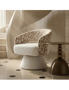 Fauteuil Pivotant Crème et...