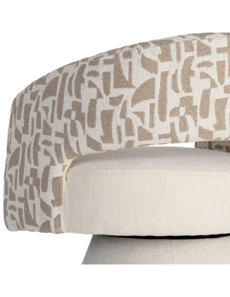 Fauteuil Pivotant Crème et Beige en Tissu – Piètement Conique