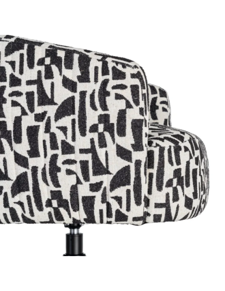Fauteuil Pivotant Noir et Blanc à Motif – Piètement Central Noir