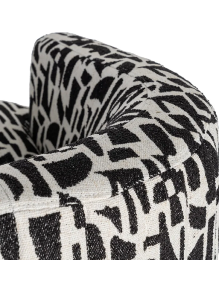 Fauteuil Pivotant Noir et Blanc à Motif – Piètement Central Noir