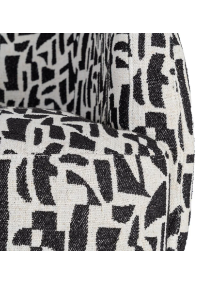 Fauteuil Pivotant Noir et Blanc à Motif – Piètement Central Noir
