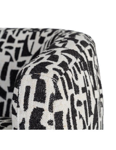 Fauteuil Pivotant Noir et Blanc à Motif – Piètement Central Noir