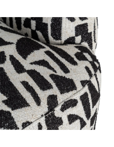 Fauteuil Pivotant Noir et Blanc à Motif – Piètement Central Noir