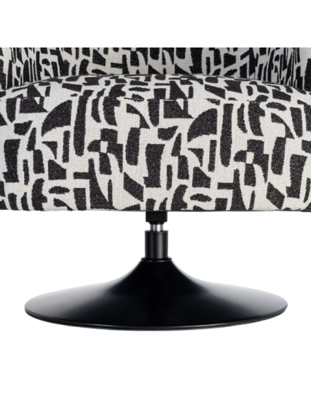 Fauteuil Pivotant Noir et Blanc à Motif – Piètement Central Noir