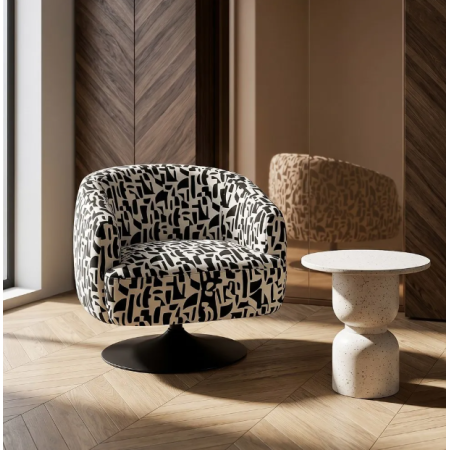 Fauteuil Pivotant Noir et Blanc à...