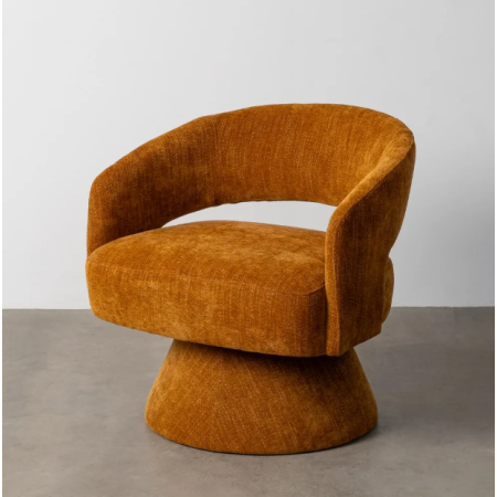 Fauteuil Pivotant Ocre en Tissu –...