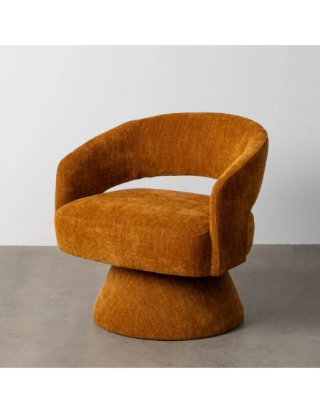 Fauteuil Pivotant Ocre en Tissu – Piètement Conique