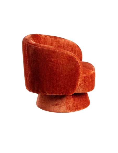 Fauteuil Pivotant Terracotta en Tissu – Forme Enveloppante