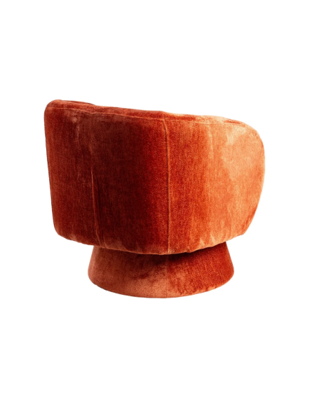 Fauteuil Pivotant Terracotta en Tissu – Forme Enveloppante