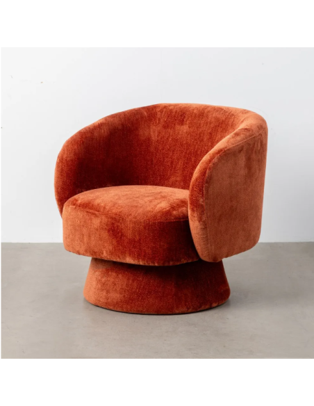 Fauteuil Pivotant Terracotta en Tissu – Forme Enveloppante