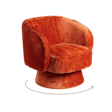 Fauteuil Pivotant Terracotta en Tissu...