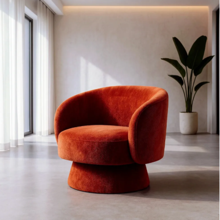 Fauteuil Pivotant Terracotta en Tissu...