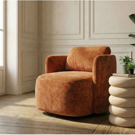 Fauteuil Pivotant Terracotta en Tissu...