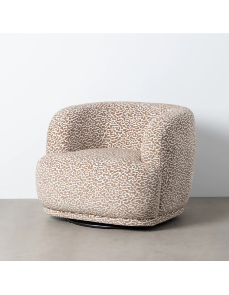 Fauteuil Pivotant Gris à Motif Léopard – 89 cm