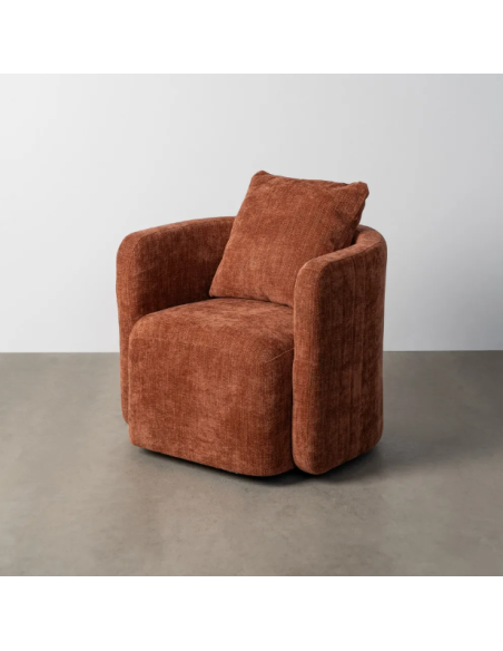 Fauteuil Pivotant Tuile en Tissu avec Coussin de Dossier