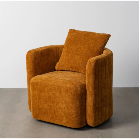 Fauteuil Pivotant Ocre en Tissu avec...