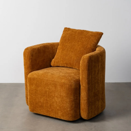 Fauteuil Pivotant Ocre en Tissu avec...