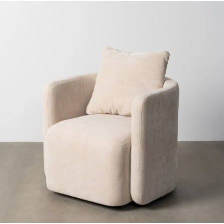 Fauteuil Pivotant Beige en Tissu avec...