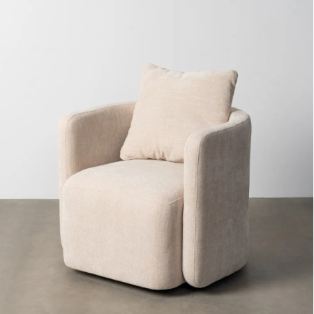 Fauteuil Pivotant Beige en Tissu avec...