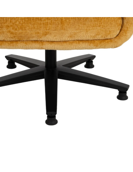 Fauteuil Pivotant en Tissu Vert ou Moutarde – Dossier Haut