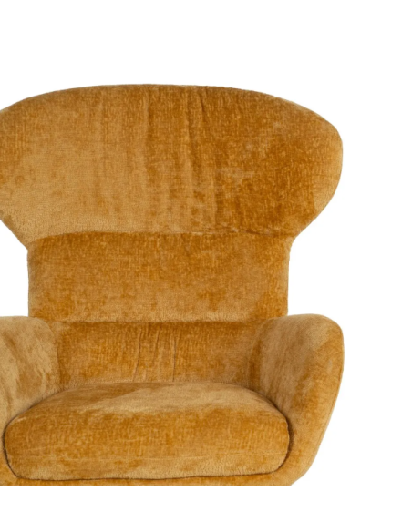 Fauteuil Pivotant en Tissu Vert ou Moutarde – Dossier Haut