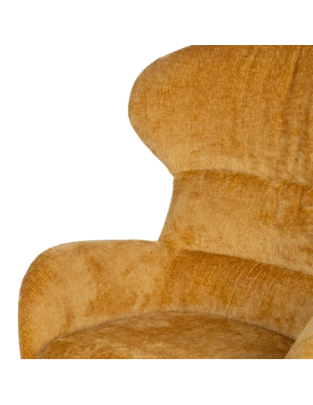 Fauteuil Pivotant en Tissu Vert ou Moutarde – Dossier Haut