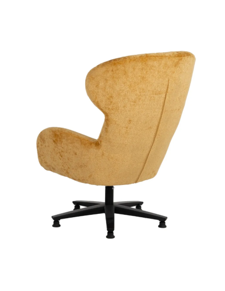 Fauteuil Pivotant en Tissu Vert ou Moutarde – Dossier Haut