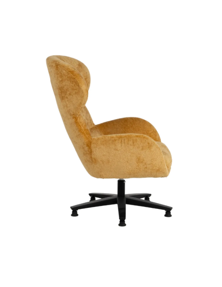 Fauteuil Pivotant en Tissu Vert ou Moutarde – Dossier Haut