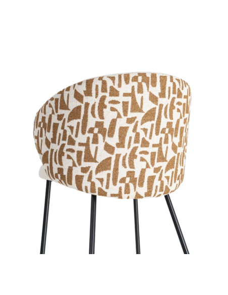 Lot de 2 Chaises Beige à Dossier Motif en Tissu – 3 Coloris