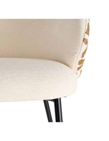 Lot de 2 Chaises Beige à Dossier Motif en Tissu – 3 Coloris