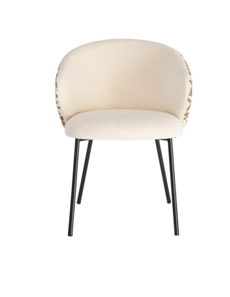 Lot de 2 Chaises Beige à Dossier Motif en Tissu – 3 Coloris