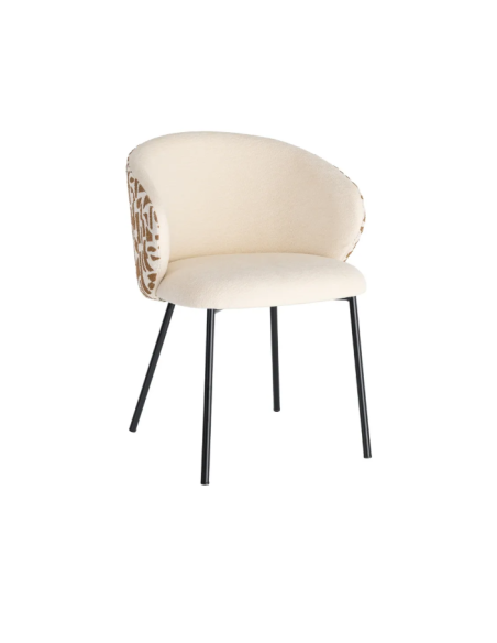 Lot de 2 Chaises Beige à Dossier Motif en Tissu – 3 Coloris